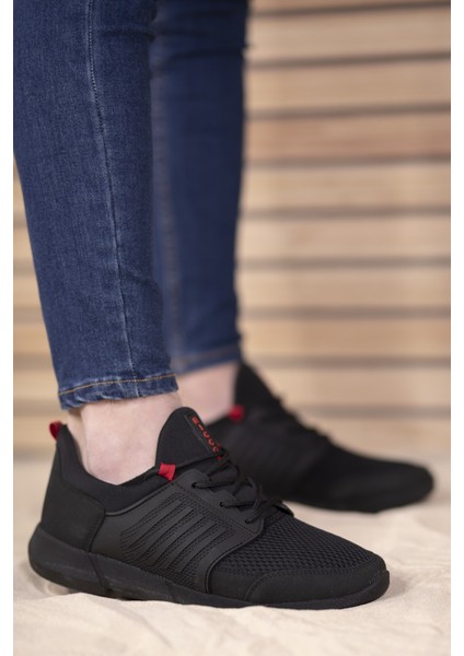Siyah Kırmızı Erkek Sneaker Orta Topuklu Konforlu Koni Tipi 0012105 fırsatları