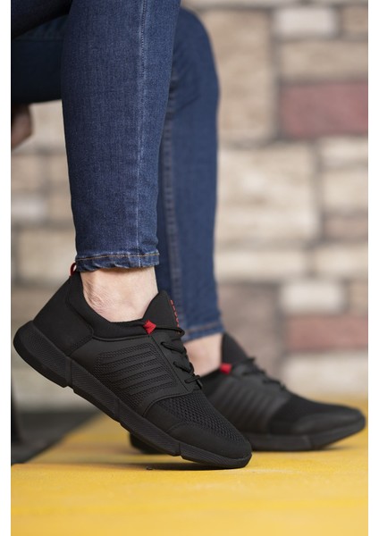 Siyah Kırmızı Erkek Sneaker Orta Topuklu Konforlu Koni Tipi 0012105 indirimleri