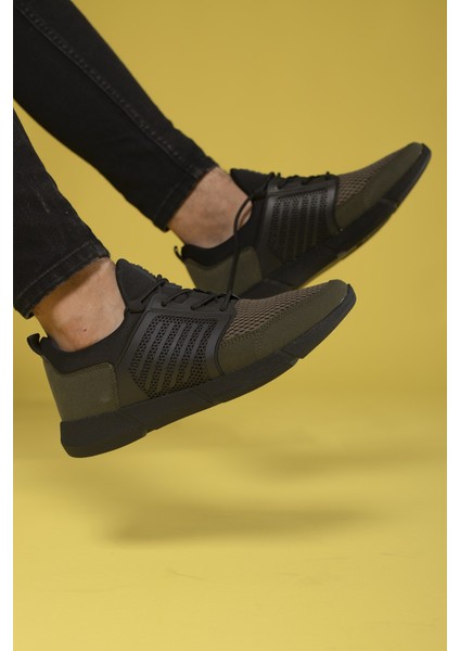 Haki Erkek Sneaker Koku Yapmayan İç Astar ile Gün Boyu Ferahlık