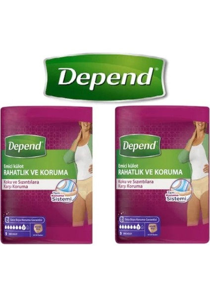 Kadın Emici Külot Büyük Boy 42-50 Beden 9 Adet x 2