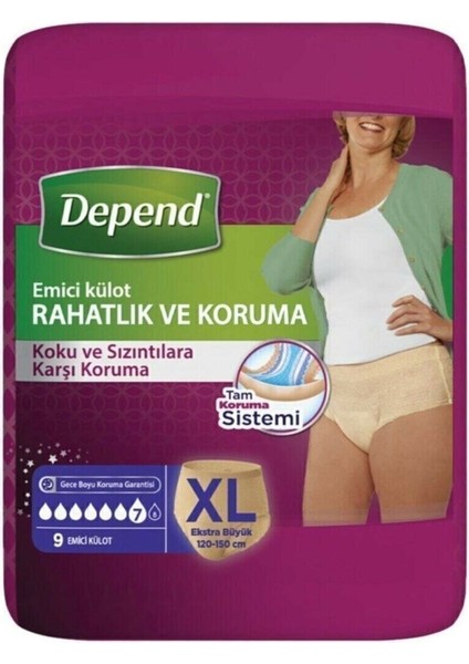 Xl Beden Kadın Emici Külot 9 Lu (Bel Ölüçüsü 120-150 Cm) Yeni Xl