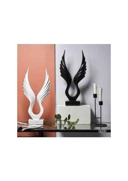 Dekoratif Modern Kanat Heykeli (44X22CM) Siyah