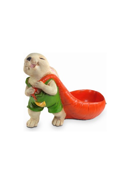 Dekoratif Havuç Taşıyan Tavşan Saksı (26X19CM) fiyatları