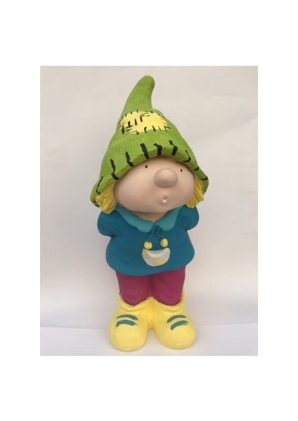 Dekoratif Polyester Cüce Erkek Çocuk Heykeli (42X20CM)