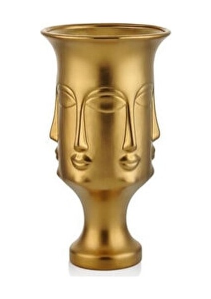 Dekoratif Polyester Adler Çok Yüzlü Uzun Vazo (35X19CM)