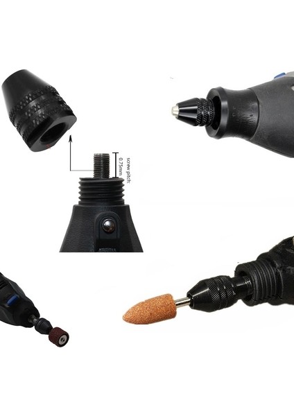 Attlas 135 G Mini Taşlama Grravür Makinası Mandreni Att 135 G Kısa Kuyruk Otomatik Mandrel 3 Çeneli