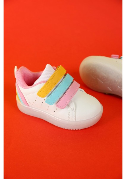 Sun Işıklı Kız Çocuk Beyaz Pembe Sneaker