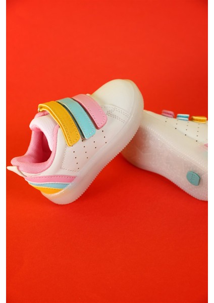 Sun Işıklı Kız Çocuk Beyaz Pembe Sneaker modelleri