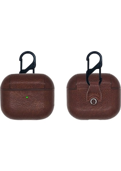 Airpods 3. Nesil Ile Uyumlu Deri Görünümlü Darbe Emici Çengelli Kılıf