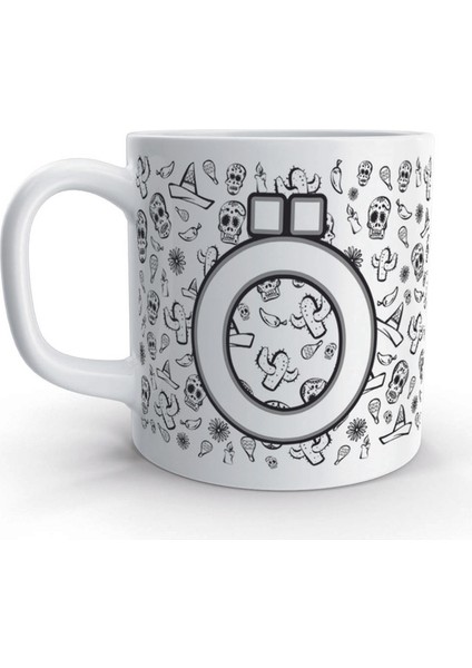 Ö Harfi Kurukafa Mexico Skull Tasarım Harfli Kupa Bardak