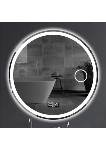 85 cm Makyaj Aynalı Dokunmatik Tuşlu Buğu Yapmayan Ledli Yuvarlak Banyo Aynası fırsatları