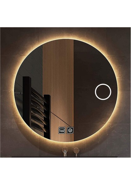 70 cm Makyaj Aynalı Dokunmatik Tuşlu Buğu Yapmayan Ledli Yuvarlak Banyo Aynası fırsatları