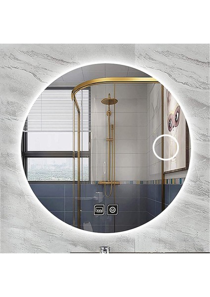 70 cm Makyaj Aynalı Dokunmatik Tuşlu Buğu Yapmayan Ledli Yuvarlak Banyo Aynası indirimleri