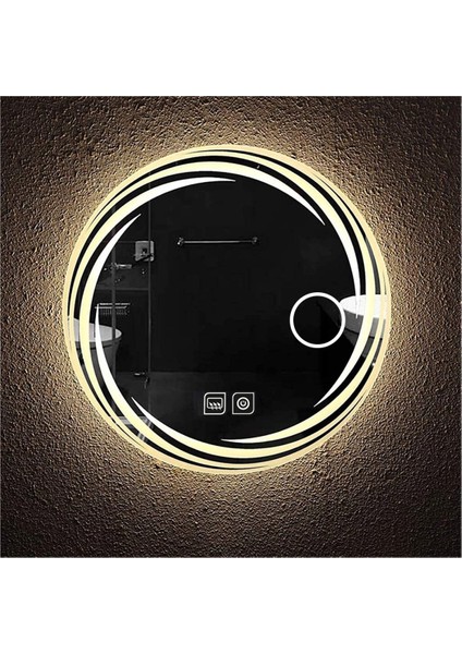 Global Led Mirror 45 cm Makyaj Aynalı Dokunmatik Tuşlu Buğu Yapmayan Ledli Yuvarlak Banyo Aynası