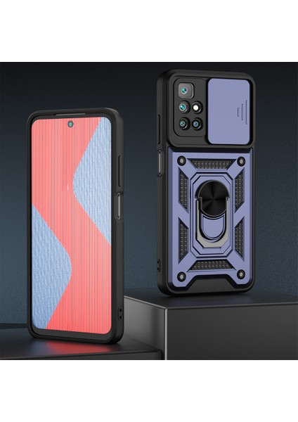 Xiaomi Redmi Note 11 Pro Kılıf Lens Sürgülü Yüzüklü Tank Silikon Pars