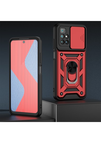 Xiaomi Redmi Note 11 Pro Kılıf Lens Sürgülü Yüzüklü Tank Silikon Pars