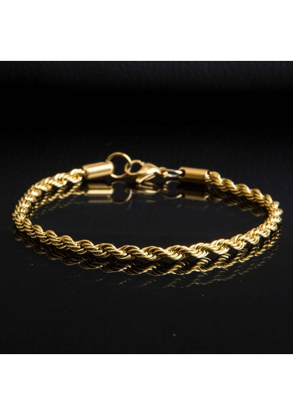 Çelik Burgu Halat Bileklik Sarı