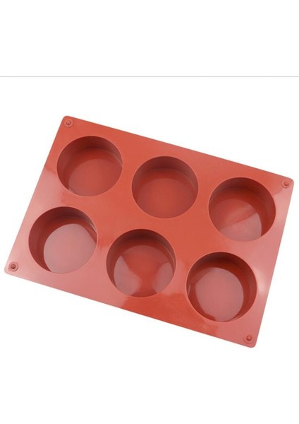 6 Delik Yuvarlak Silikon Kalıp Kek Pasta Pişirme Kalıpları Jöle Puding Sabun Formu Buz Kek Dekorasyon Aracı Disk Ekmek Bisküvi Kalıp
