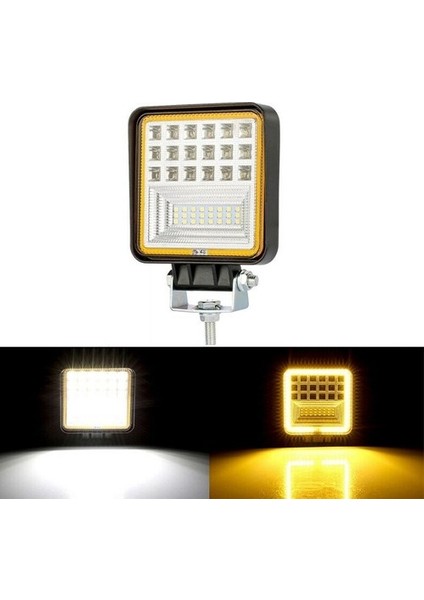 NKT GROUP 42 LED 126 W Beyaz 3 Modlu Turuncu Beyaz Yayıcı Off Road Farı Lamba Çalışma Lambası Sis Lambası