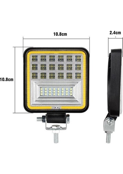 NKT GROUP 42 LED 126 W Beyaz 3 Modlu Turuncu Beyaz Yayıcı Off Road Farı Lamba Çalışma Lambası Sis Lambası