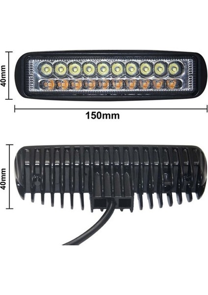 NKT GROUP 18 LED 54 W Beyaz 3 Modlu Turuncu Beyaz Çakarlı Gündüz Ledi Off Road Far Çalışma Lambası Sis Lambası