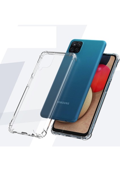 Samsung Galaxy A12 Kılıf Silikon Şeffaf Köşeli Olex