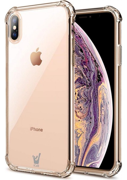 Apple iPhone Xs Max Kılıf Silikon Şeffaf Köşeli Olex