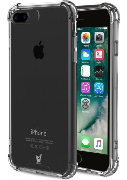 Apple iPhone 8 Plus Kılıf Silikon Şeffaf Köşeli Olex