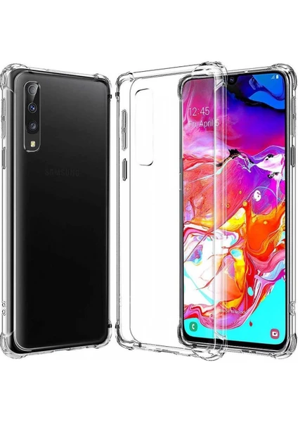 Samsung Galaxy A70 Kılıf Silikon Şeffaf Köşeli Olex