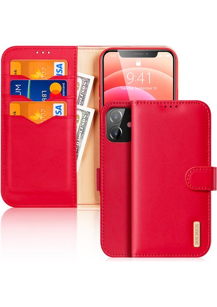 Iphone 12 - 12 Pro Kılıf Mıknatıslı Cüzdanlı Deri Kılıf Kırmızı