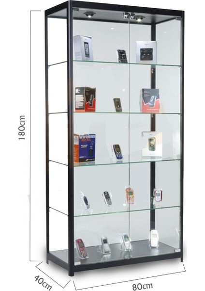 Camlı Vitrin - Cam Dolap - Camlı Koleksiyon Vitrini - Teşhir Vitrini - Kupa Dolabı 180X80X40 cm modelleri