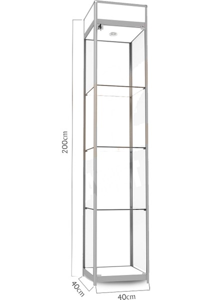 Camlı Vitrin - Cam Dolap - Camlı Koleksiyon Vitrini - Teşhir Vitrini - Kupa Dolabı 200X40X40 cm modelleri