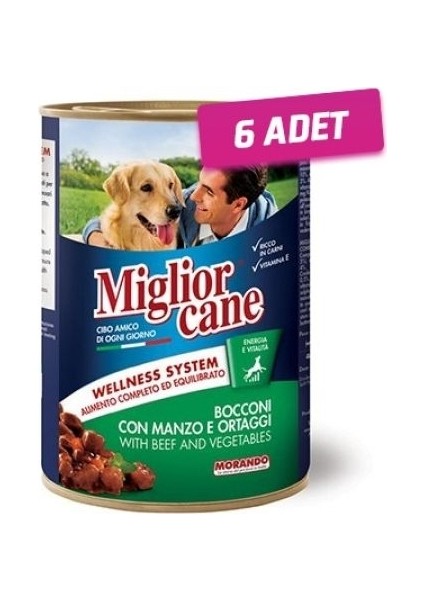 6 Adet - Miglior Biftek ve Sebzeli Yetişkin Köpek Konservesi 405 gr