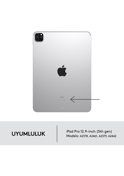 Combo Touch iPad Pro 12.9 inç 5 ve 6. Nesil ile Uyumlu Çok Yönlü Klavyeli Kılıf - Gri