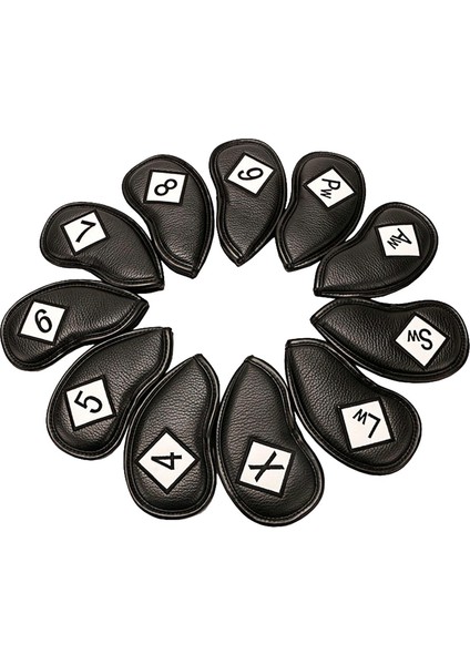 11 Pack Golf Demir Headcover Evrensel Polar Çizgili Kulübü Başkanı Koruyucu Koruyucu Siyah + Beyaz (Yurt Dışından)