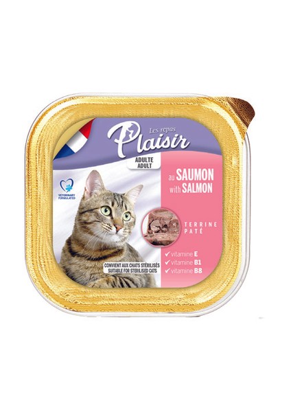 Pate Somon Etli 100GR Plaisir Yaş Kedi Kedi Maması 1 Adet