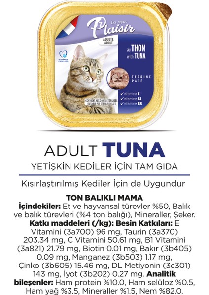Pate Tuna Balık Etli 100GR Plaisir Yaş Kedi Maması 12 Adet fiyatları