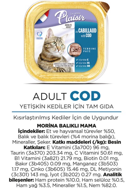 Pate Morina Balık Etli 100GR Plaisir Yaş Kedi Maması 24 Adet fiyatları