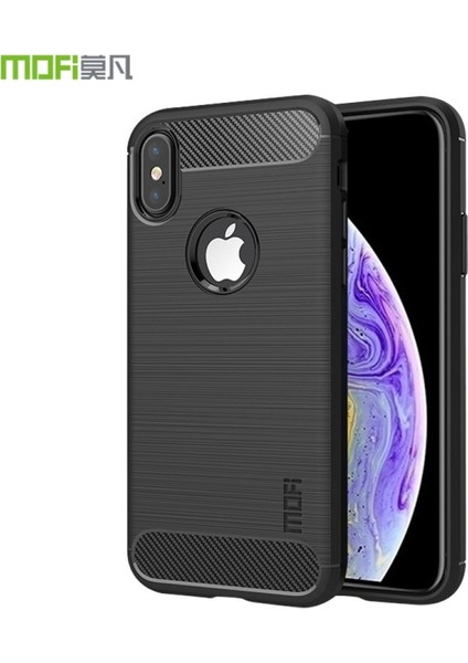 Mofı Apple iPhone Xs Için Karbon Fiber Dokulu Tpu Telefon Kılıfı - Siyah (Yurt Dışından)