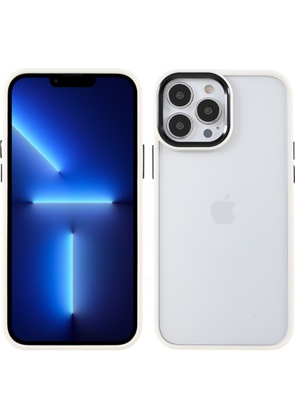 Apple iPhone 13 Pro Max Için Metal Kamera Korumalı Akrilik + Tpu Hibrit Telefon Kılıfı - Beyaz (Yurt Dışından)