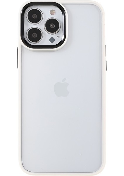 Apple iPhone 13 Pro Max Için Metal Kamera Korumalı Akrilik + Tpu Hibrit Telefon Kılıfı - Beyaz (Yurt Dışından)