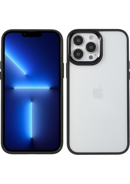 Apple iPhone 13 Pro Max Için Metal Kamera Korumalı Akrilik + Tpu Hibrit Telefon Kılıfı - Siyah (Yurt Dışından)