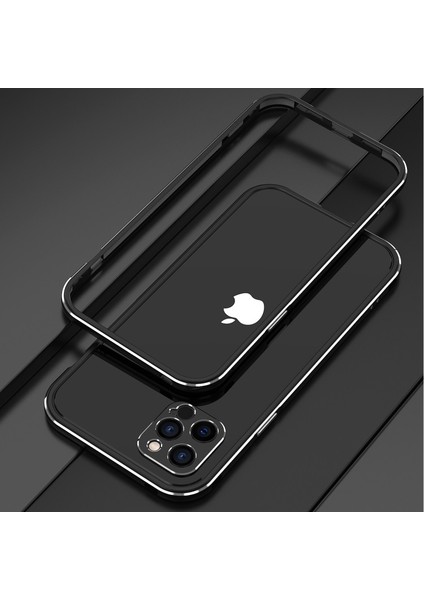 Apple iPhone 12 Pro Max Için Kamera Korumalı Metal Telefon Kılıfı - Siyah/gümüş (Yurt Dışından) fiyatları