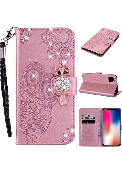 Apple iPhone 12 Mini 5.4 Inç Uyumlu Taşlı Tasarım Tpu Telefon Kılıfı - Pembe (Yurt Dışından)