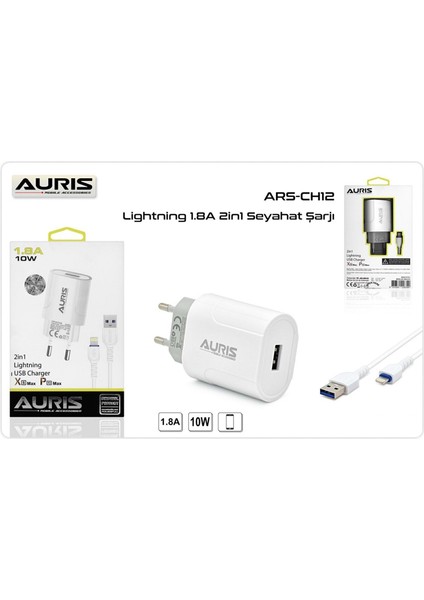 ARS-CH12 1.8A Lightning USB Hızlı Şarj Cihazı Aleti