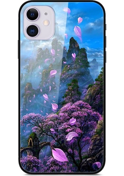 Apple iPhone 12 Pro 6.1 Uyumlu Desen Baskı Cam Tpu + Pc Telefon Kılıfı - Çok Renkli (Yurt Dışından)