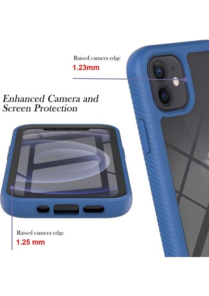 Apple iPhone 12 Mini 5.4 Inç Uyumlu Pet Ekran Koruyuculu Pc + Tpu Hibrit Telefon Kılıfı - Koyu Mavi (Yurt Dışından) indirimleri