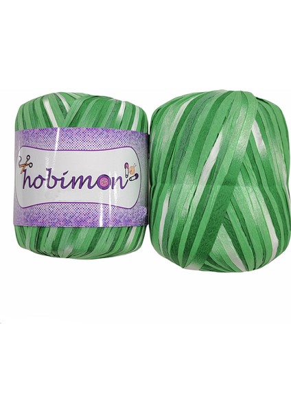 Multicolor Yeşil Ebruli Kağıt Rafya Ip - 50 GR-305