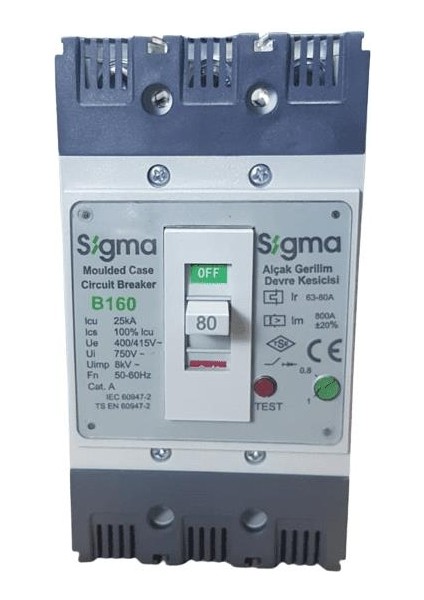 63-80A 25KA 3p Termik Manyetik Şalter B160 Sigma