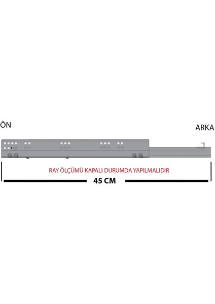 Tek Açılım Push Open( Bas- Aç) Ray 450 mm